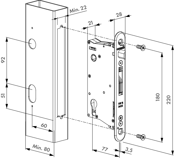 LOCINOX EIGHTYLOCK-M – Zeichnung