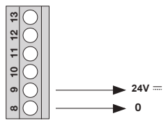 ROBO600 – ursprüngliches Detail: 8 = 0 V, 9 = +24 V DC ROBO600 – ursprüngliches Detail: 8 = 0 V, 9 = +24 V DC
