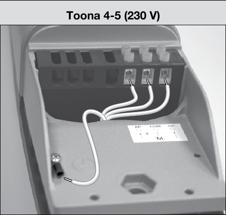 Originalabbildung der Motorklemmen des NICE Toona TO5016P
