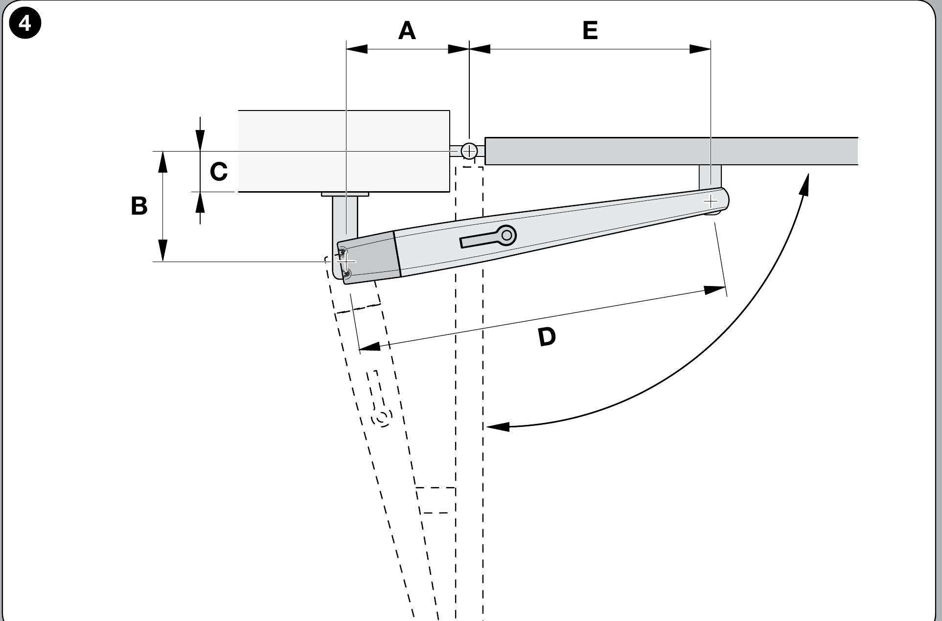 NICE Toona 6–7 – Bedeutung der Montagemaße A, B, C, D und E NICE Toona 6–7 – Bedeutung der Montagemaße A, B, C, D und E