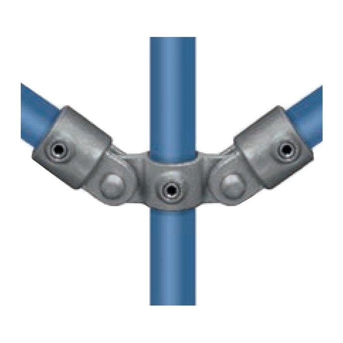 Verzinkter, verstellbarer Verbinder mit zwei Gelenken für ein Rohr mit 42,4 mm Durchmesser
