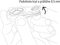 2. Heben Sie die Unterseite der Abdeckung um etwa 0,5 mm an. 2. Heben Sie die Unterseite der Abdeckung um etwa 0,5 mm an.