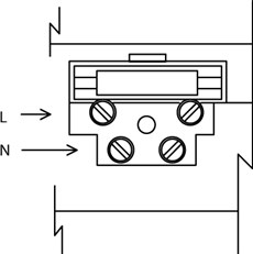 Anschlussplan der Stromversorgung des NICE Moonclever MCMC424L-Antriebs – Phase und Neutralleiter Anschlussplan der Stromversorgung des NICE Moonclever MCMC424L-Antriebs – Phase und Neutralleiter