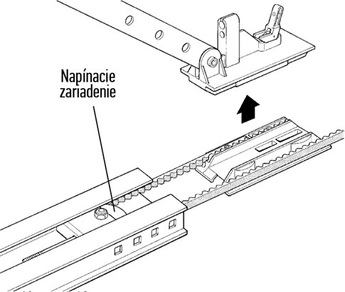 3. Schieben Sie die Spannvorrichtung in eine Zwischenposition, sodass Sie den Laufwagen aus der Führungsschiene herausnehmen können: